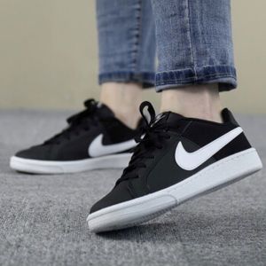 White Nike Shoes With Black Swoosh 
